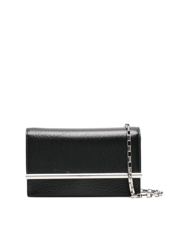 Alexander Mcqueen Black Leather Mini Cross-Bar Clutch