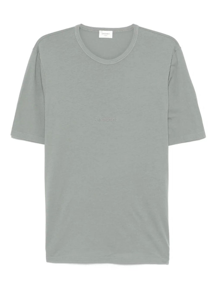 Saint Laurent Tonal Logo Embroidery Cotton T Shirt
