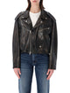 Sword Sword Elastic Hem Leather Jacket