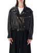 Swd By S.w.o.r.d. Black Balloon Leather Bomber Jacket