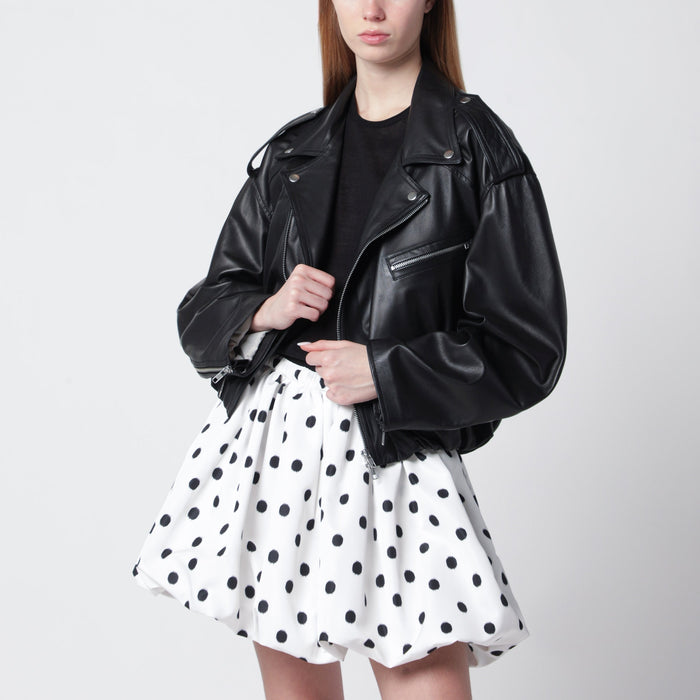 Sword 6644 Black Balloon Leather Bomber Jacket