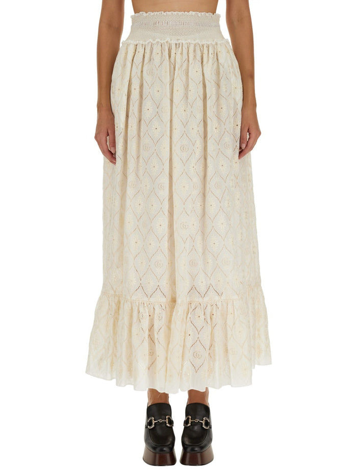 Gucci Floral Broderie Anglaise Skirt