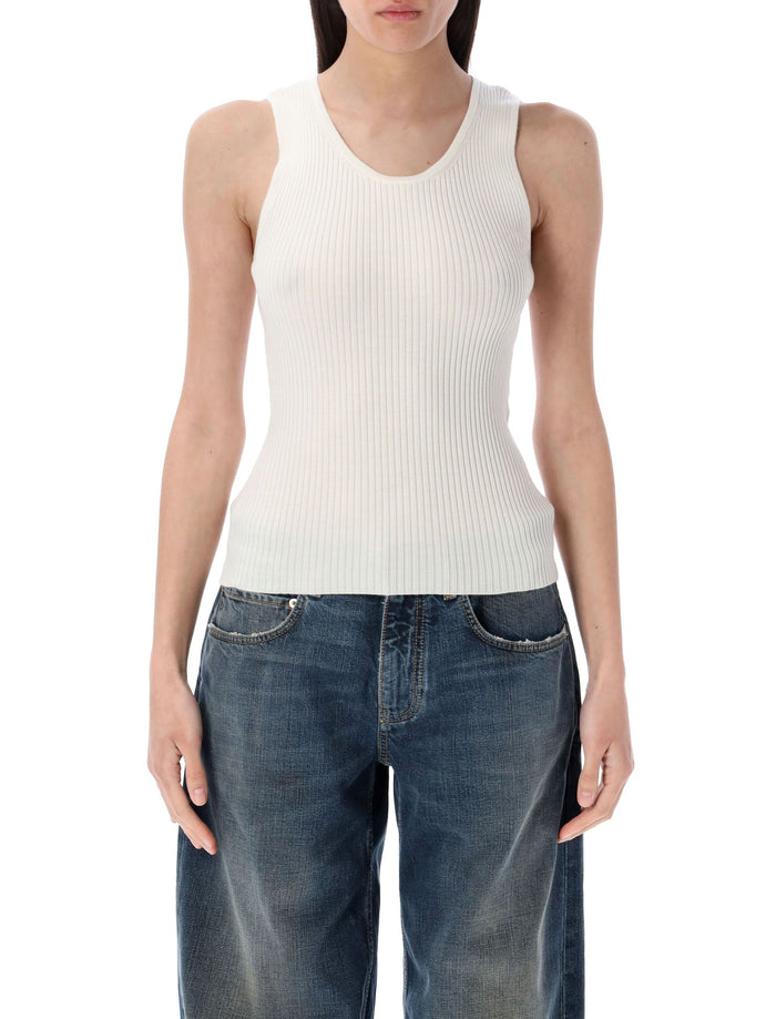 Balenciaga White Stretch Wool Blend Tank Top