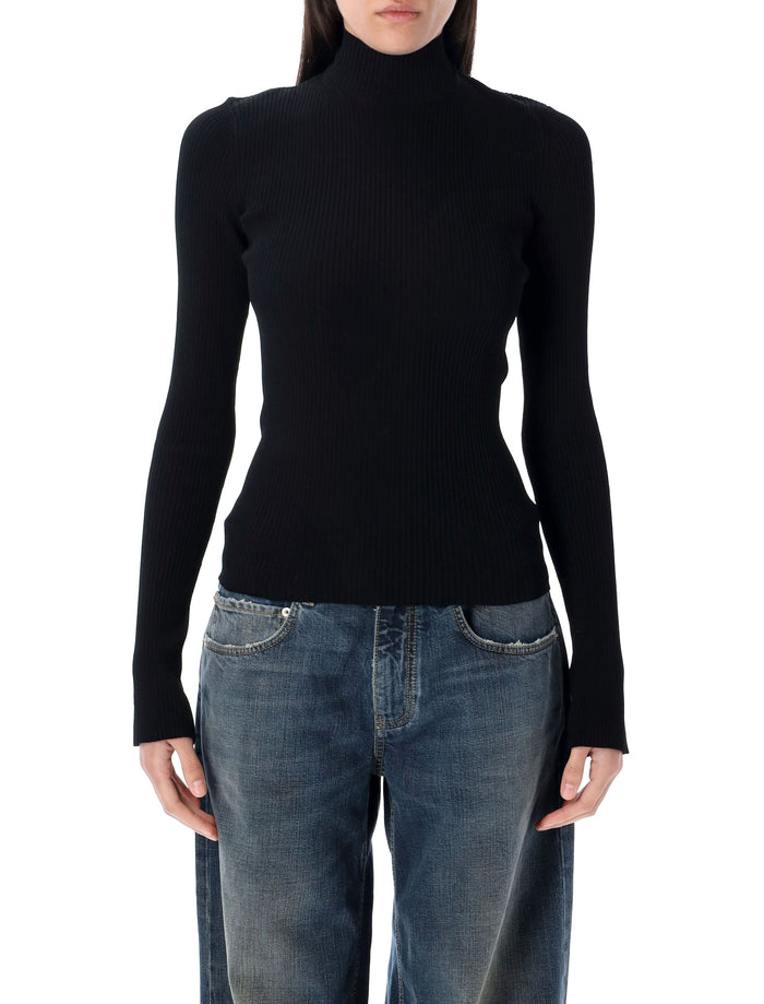 Balenciaga Black Stretch Viscose Blend Top