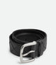 Bottega Veneta Taurillon Black Silver Leather Belt