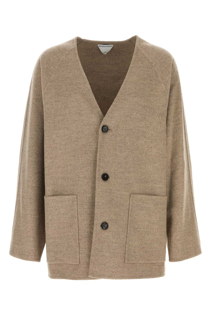 Bottega Veneta Dove Grey Wool Blend Cardigan
