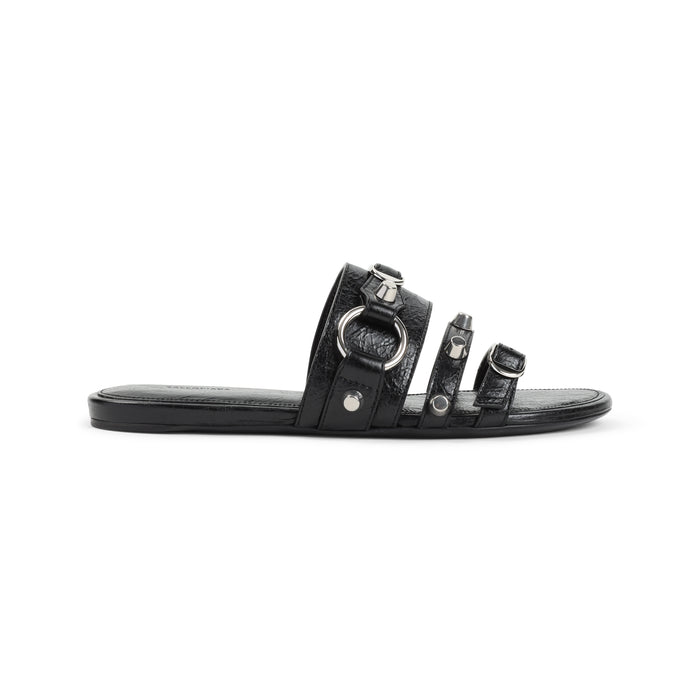 Balenciaga Black Leather City Slippers