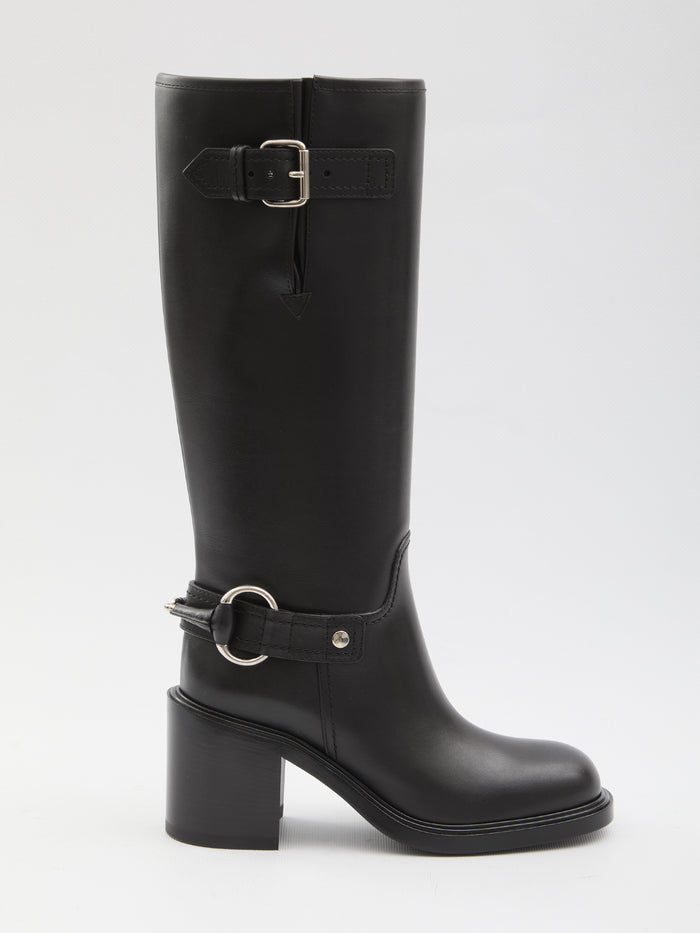 Gucci 70Mm Buckle Leather Boots