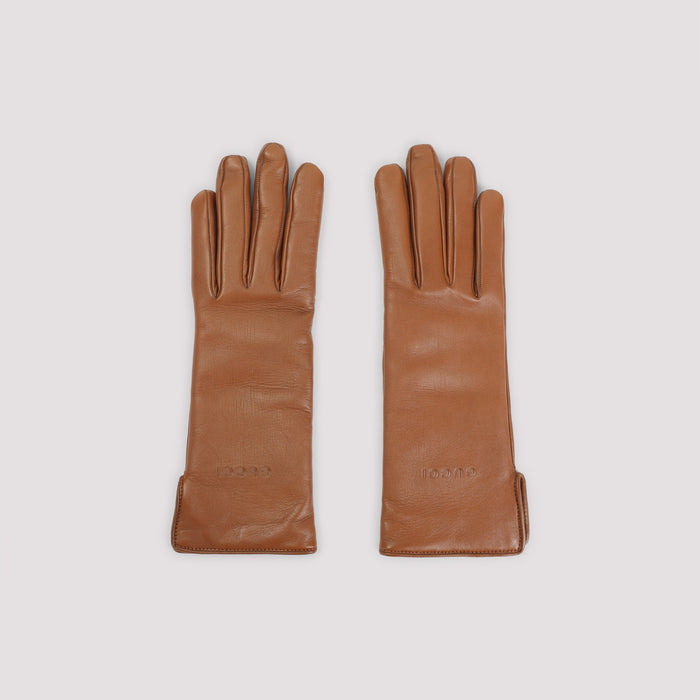 Gucci Caramel Leather Gloves