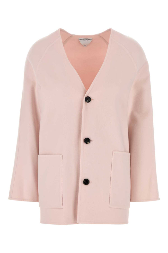 Bottega Veneta Pastel Pink Wool Blend Cardigan