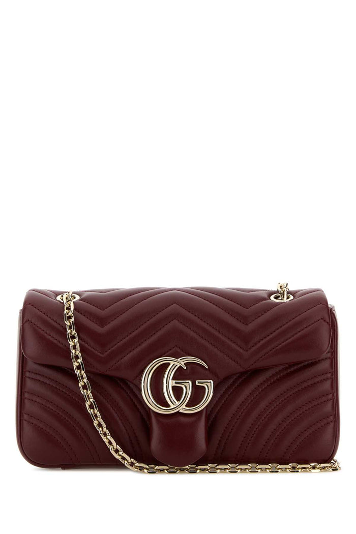 Gucci Burgundy Nappa Leather Medium Gg Marmont Shoulder Bag