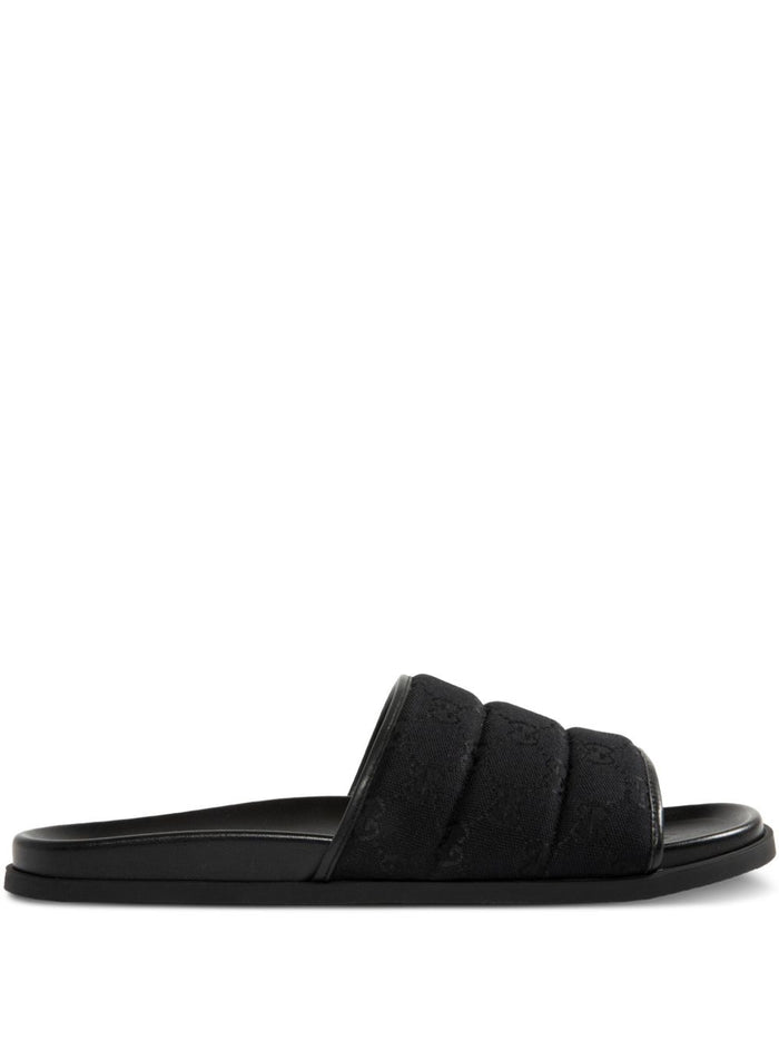 Gucci Black Gg Fabric Slippers