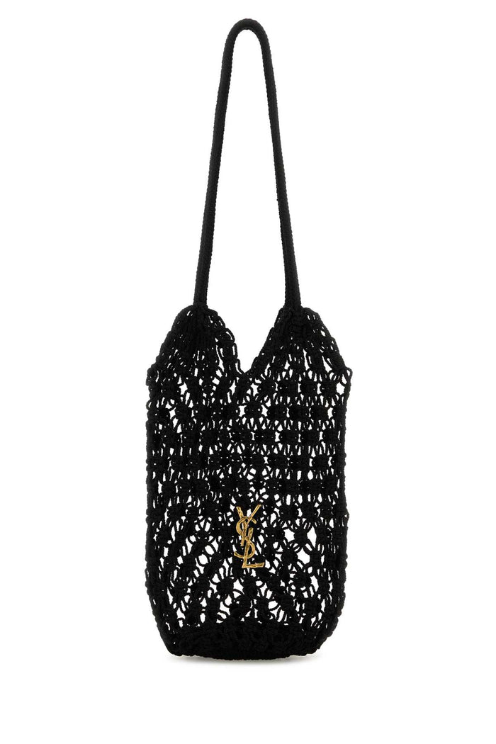 Saint Laurent Black Mesh Large Cassandre Bucket Bag