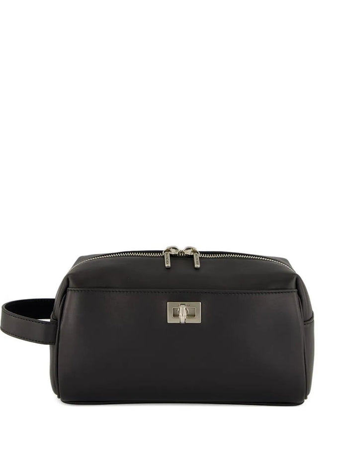Balenciaga Black Leather Rodeo Toiletry Pouch