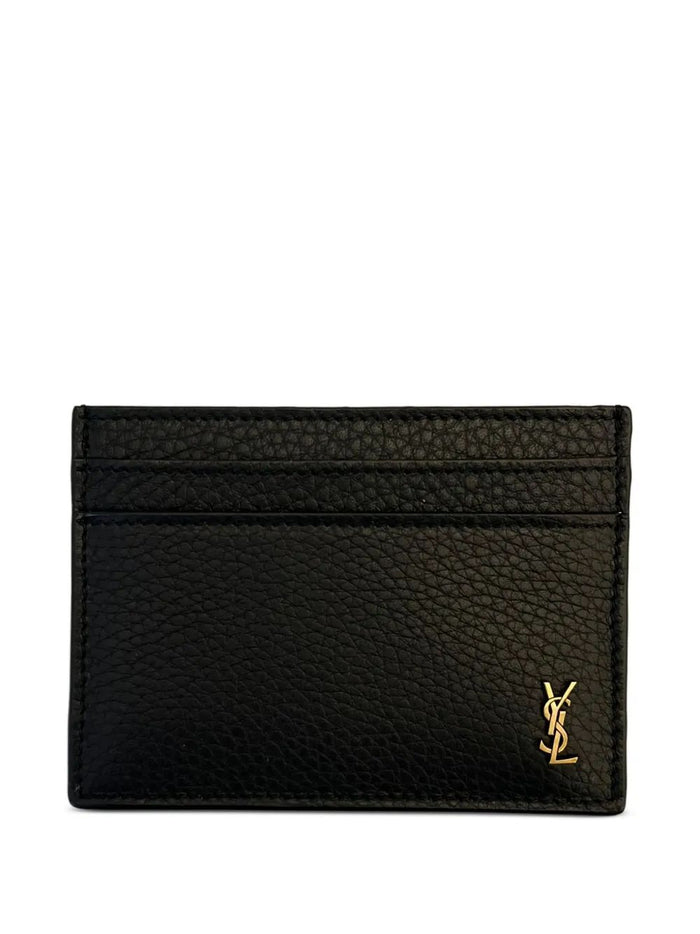 Saint Laurent Logo Plaque Leather Card Holder