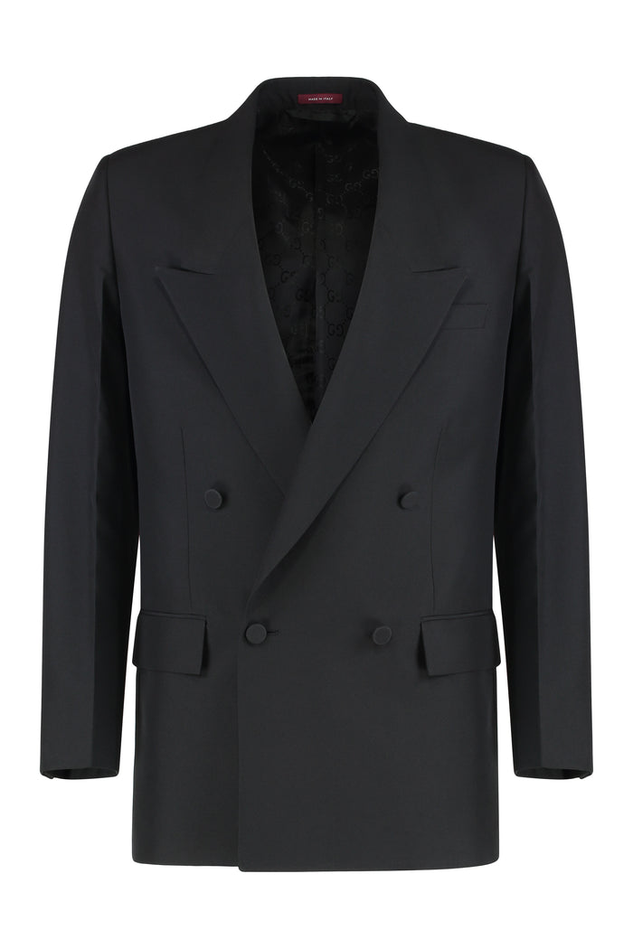 Gucci Double-Breasted Jacket In Wool Gabardine