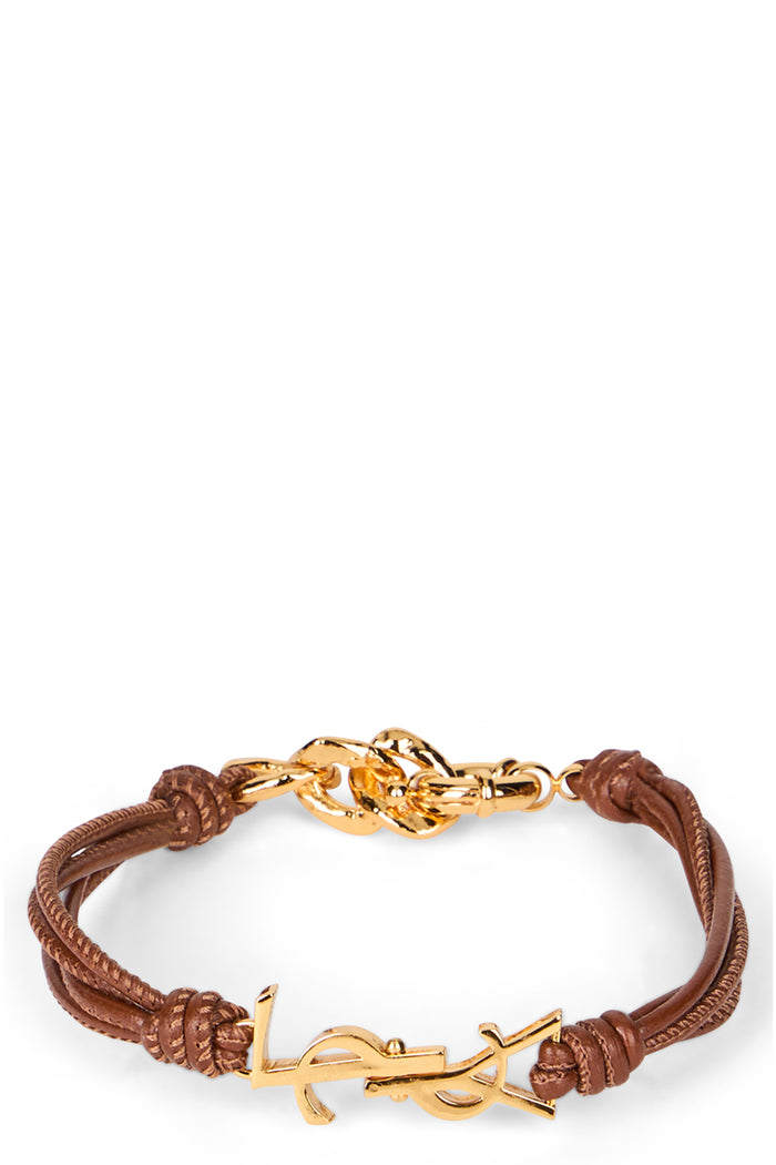 Saint Laurent Brown Gold Logo Plaque Bijoux