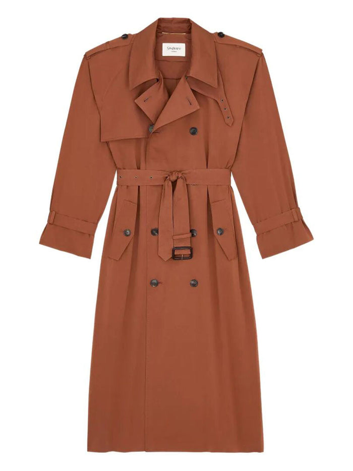 Saint Laurent Water-Repellent Cotton And Silk Double-Breasted Trench Coat