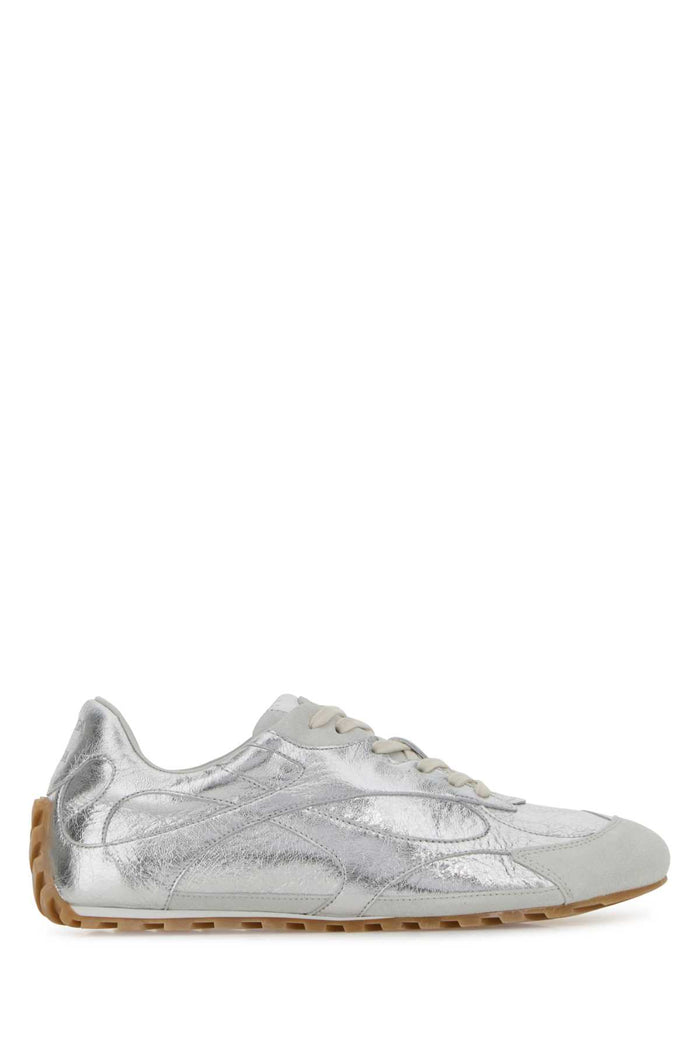 Bottega Veneta Silver Leather Orbit Flash Sneakers