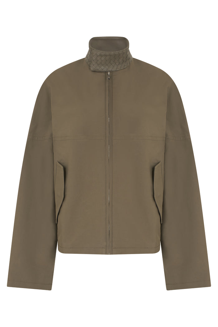 Bottega Veneta Cotton Jacket With Braided Leather Collar