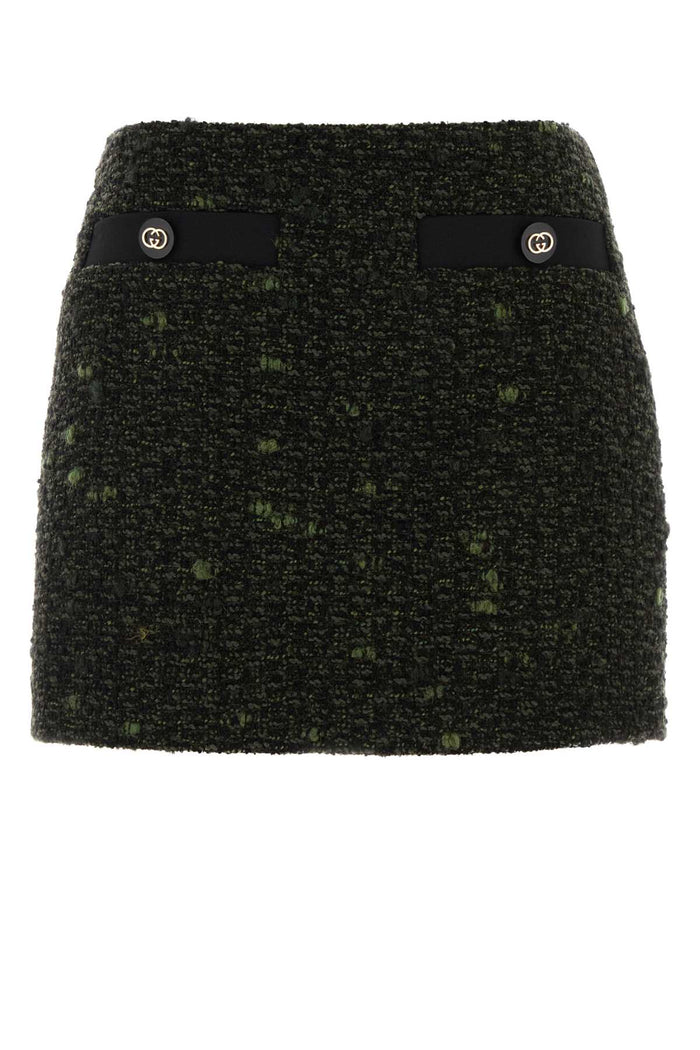 Gucci Green Multicolor Wool Silk Skirt