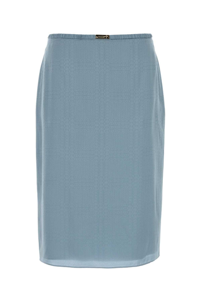 Gucci Light Blue Silk Skirt