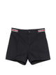 Gucci Kids Crafted From Lightweight Navy Blue Cotton Canvas, These Gucci Kids Bermuda Shorts Feature Elegant Pressed Creases, Functional Belt Loops, And Subtle Blue Signature Web Stripe Detailing Along