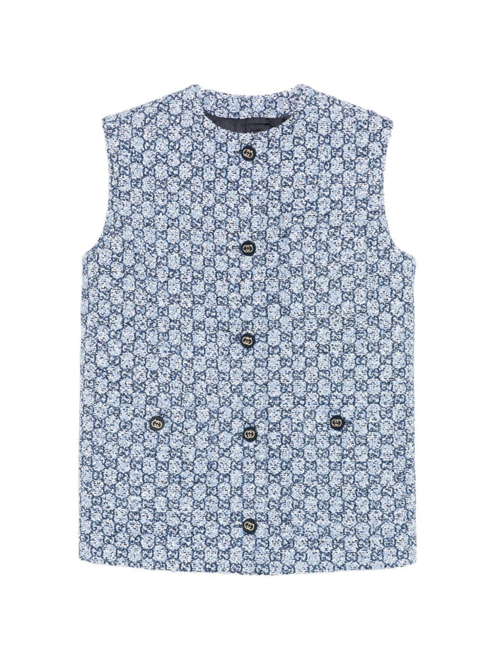 Gucci Multicolor Gg Tweed Black Cotton Blend Vest