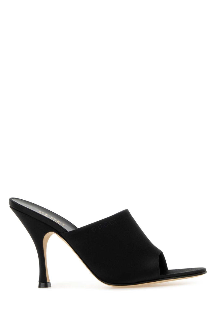 Gucci Black Satin Mules