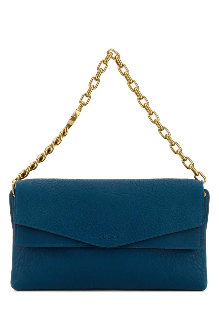 Gucci Teal Green Leather Large Shoulder Bag