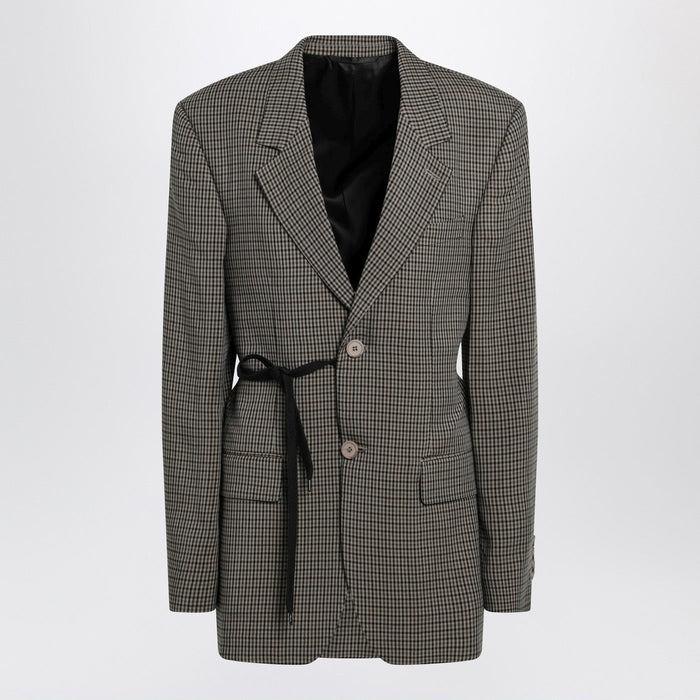 Balenciaga Vichy-Pattern Jacket With Side Lace Detail