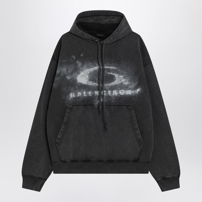 Balenciaga Black Faded Crayon Loop Oversize Hoodie