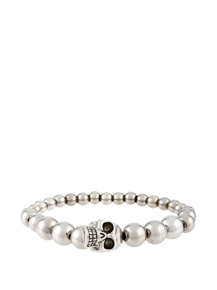 Alexander Mcqueen Silver Tone Engraved Skull Bracelet