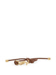 Saint Laurent Brown Leather Cassandre Bracelet