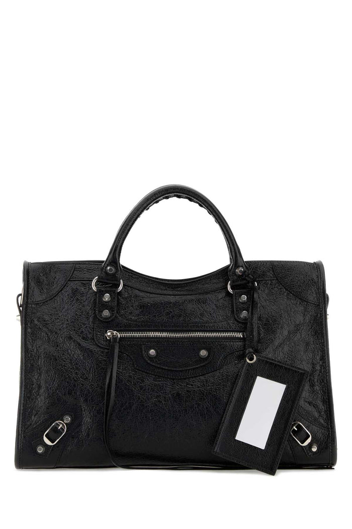 Balenciaga Le City Medium Bag In Arena Lambskin Leather Black