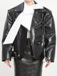 Saint Laurent Pebbled Leather Biker Jacket In Black