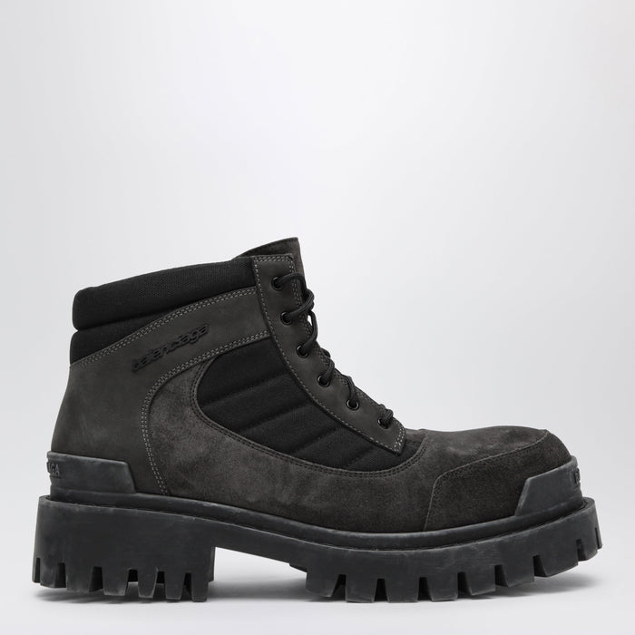 Balenciaga Combat Strike Low Lace-Up Suede Boots Brown/Black
