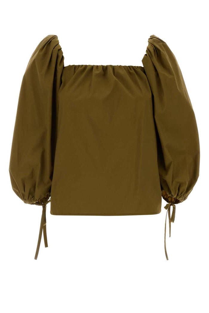 Saint Laurent Olive Green Jersey Blouse