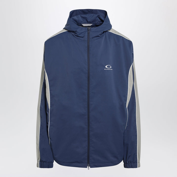Balenciaga Washed-Effect Technical Satin Track Jacket In Navy