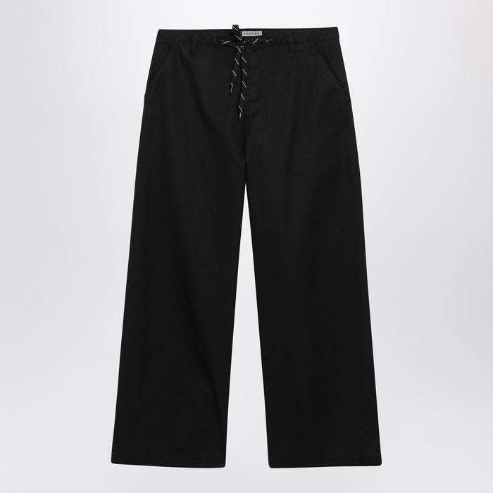Balenciaga Black Cotton Wide-Leg Pant