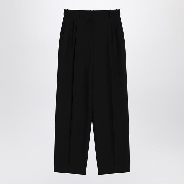 The Row Lilas Trousers In Black Wool And Linen
