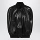Balenciaga Black Leather Bomber Jacket