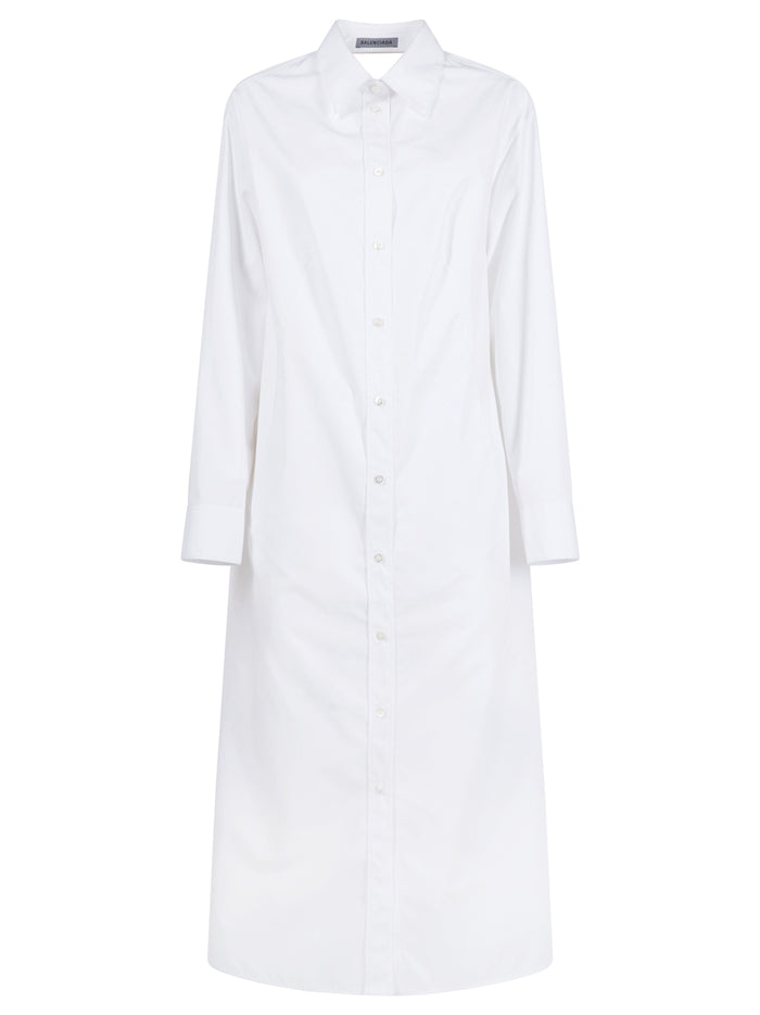 Balenciaga Draped Back Cotton Poplin Dress