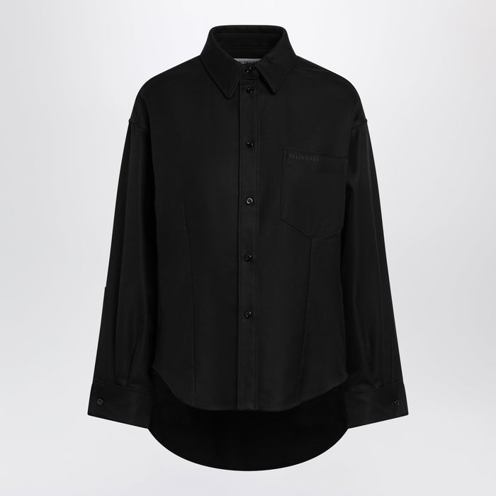 Balenciaga Classic Cocoon Shirt In Double Cotton, Black