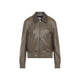 Bottega Veneta Wader Green Leather Bomber Jacket