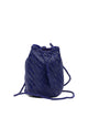 Dragon Difussion Pompom Double Jump Blue Buffalo Calf Leather Crossbody Bag
