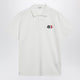 Moncler White Cotton Polo Shirt With Triple Crest Logo Patch