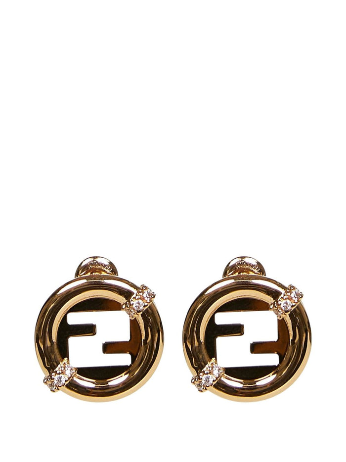 Fendi Everround Fendi Metal And Crystal Earrings
