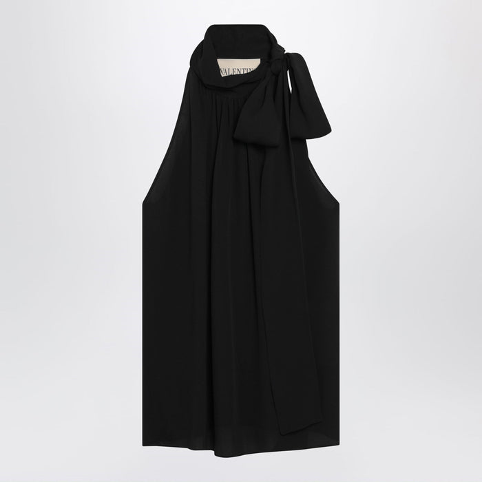 Valentino Garavani Black Silk Top With Neck Bow