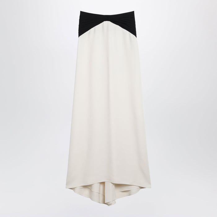 Valentino Long Silk Skirt In Vanilla/Black